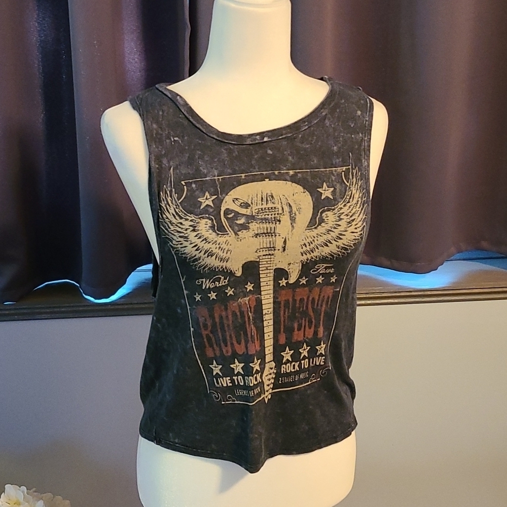 Charlotte Russe Rock Fest Huitar Tank Top top
